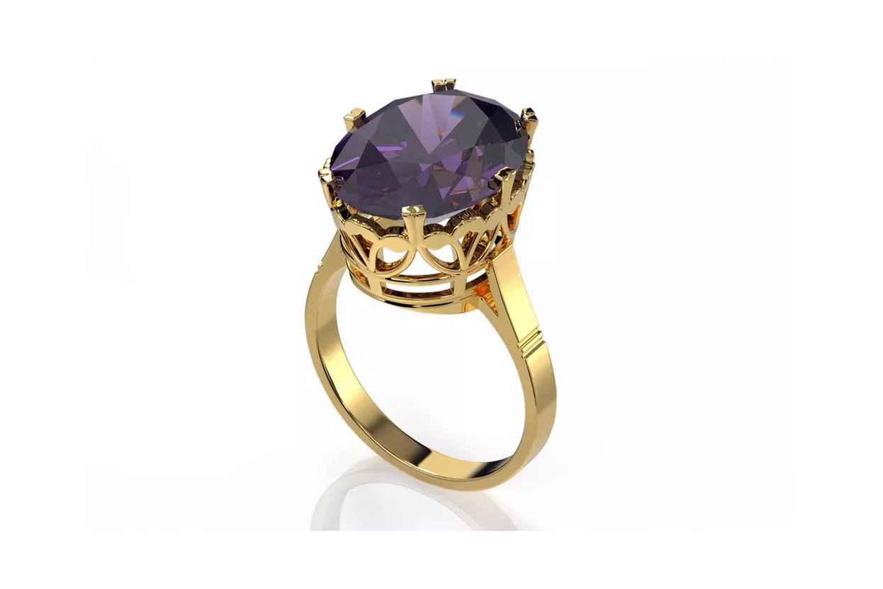 Alexandrite Or jaune 14 carats Anneau Artisanat vintage vrc130y